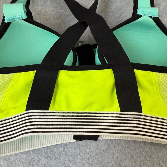 Victoria's Secret Sport VSX‎  Zip Front Sports Bra Size 34C Neon Yellow & Black - Picture 10 of 13